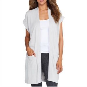 Barefoot Dreams Cozy Chic Ultra Lite Long Cap Sleeve Cardigan Medium Grey